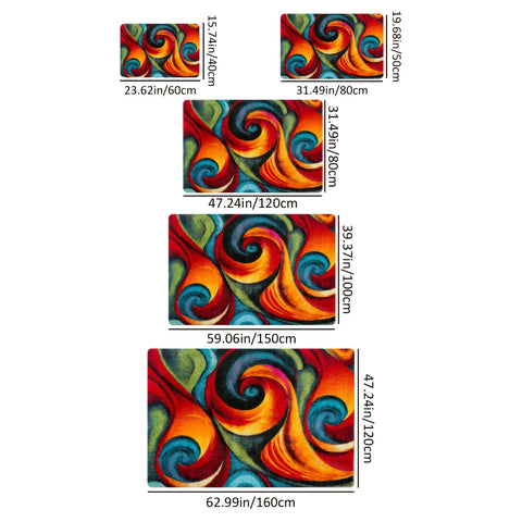 1pc Vibrant Multicolored Spiral Abstract Mat Machine Washable Mat