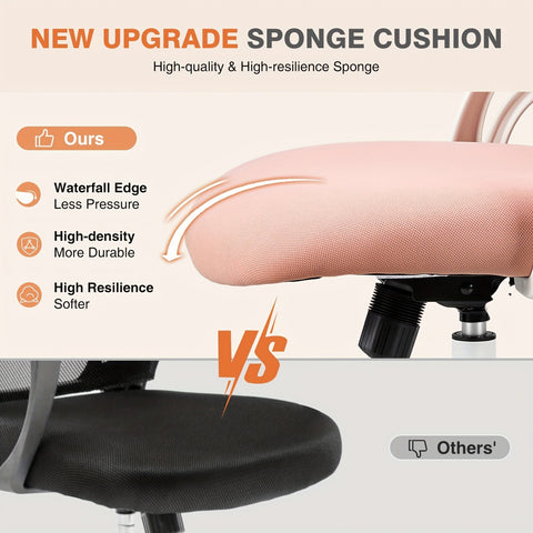 OLIXIS Ergonomic Office Desk Computer Chair, High Back Comfy Swivel Home Gaming Mesh Chairs with Wheels, Adjustable Headrest, Comfortable Lumbar Support, Flip-up Arms, 144° Tilt for Study