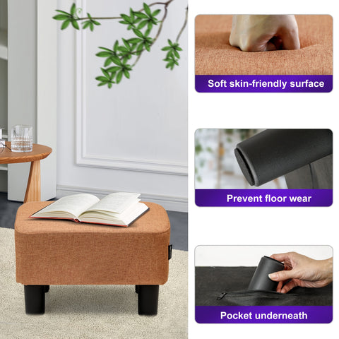 1pc Canvas Rectangular Ottoman Footstool