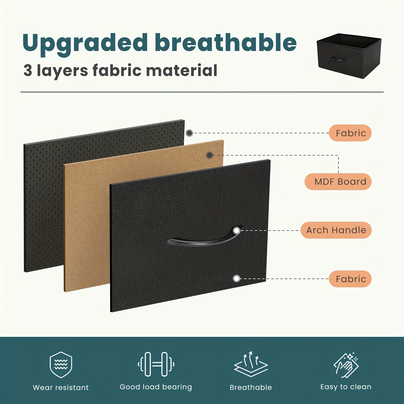 Dresser For Bedroom With 5 Fabric Drawers