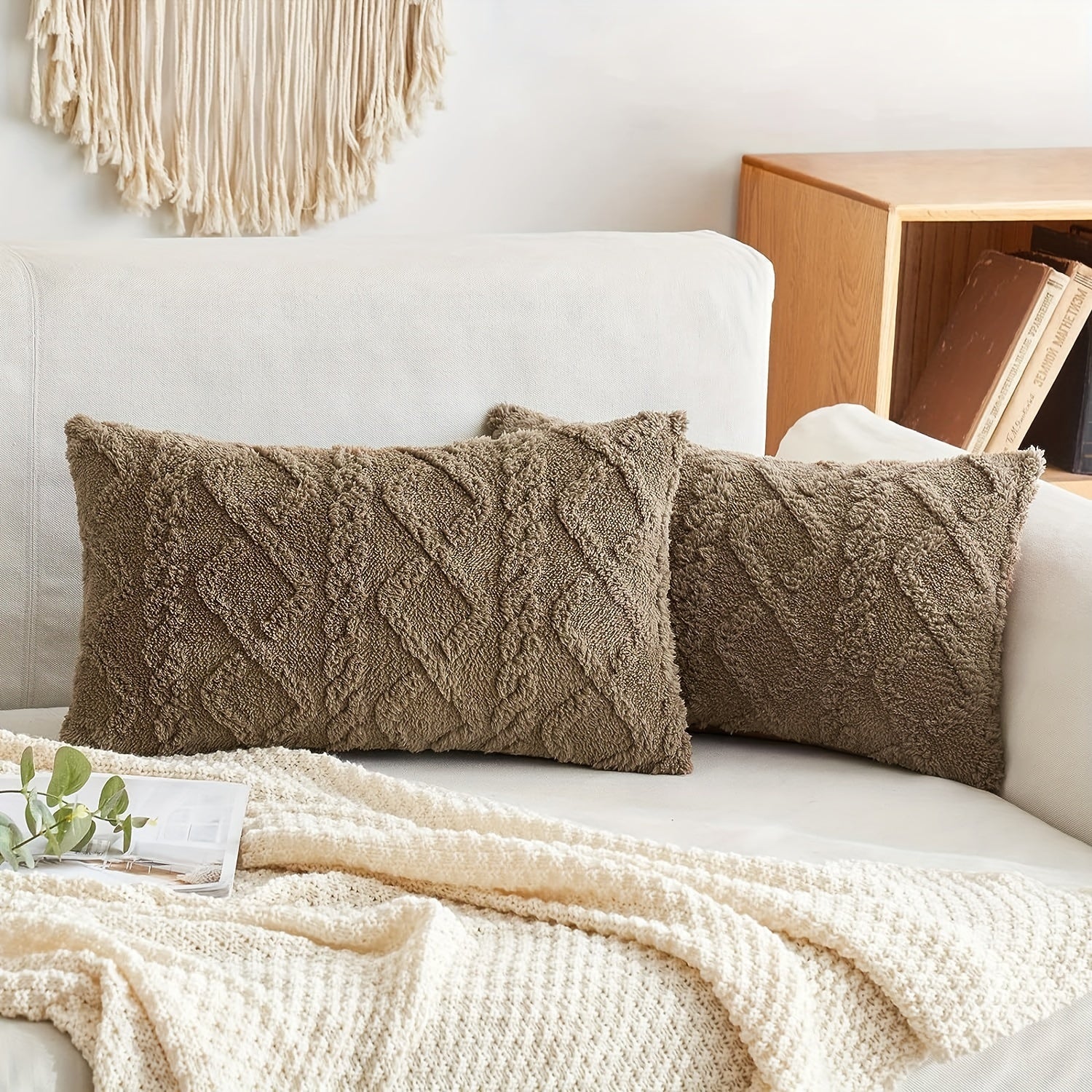 1pc Soft Plush Throw Pillow Cover