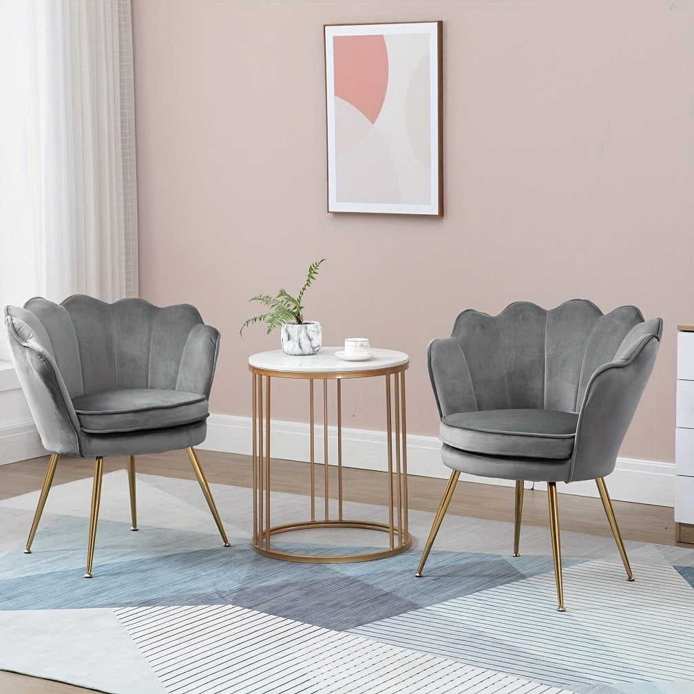 Petal Chair 2 Piece Set, Upholstered Velvet Accent Chair