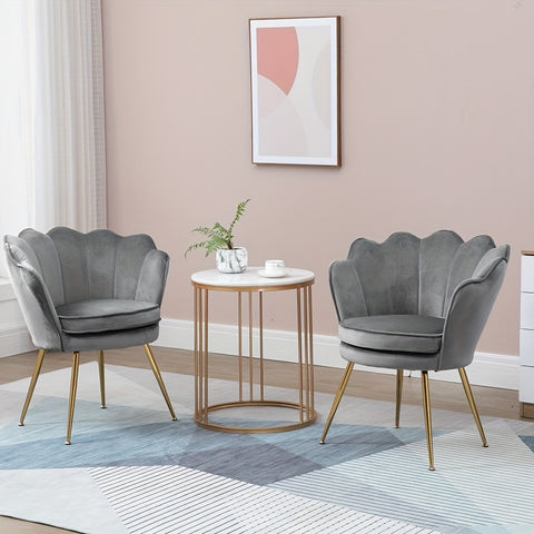 Petal Chair 2 Piece Set, Upholstered Velvet Accent Chair