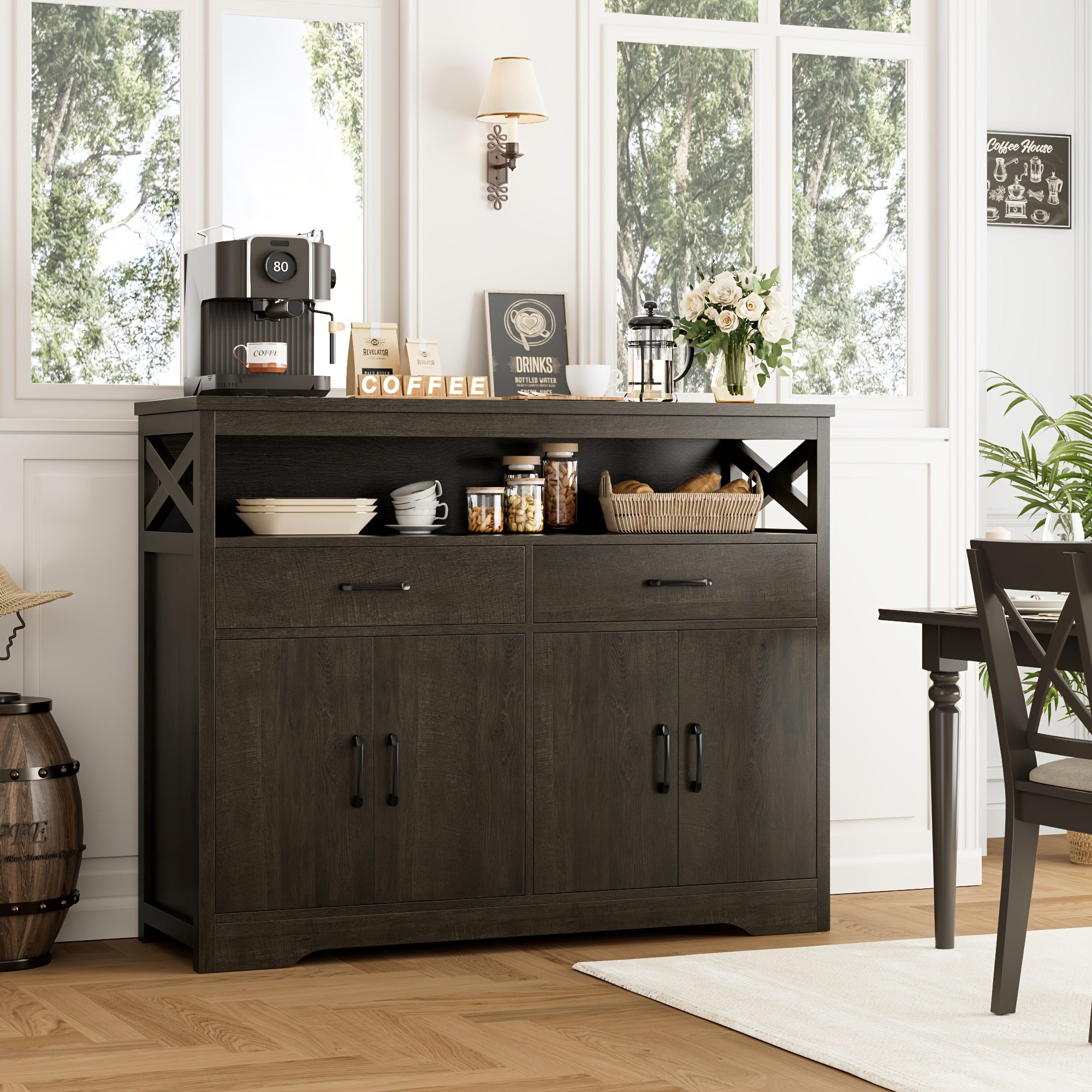Large Coffee Bar Cabinet with Storage