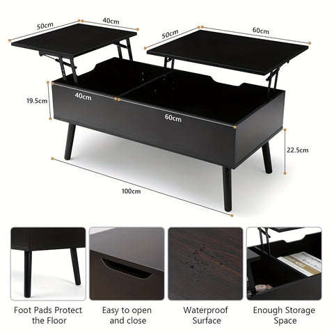 Double Lift Top Coffee Table with Separate and Hidden Storage Compartment