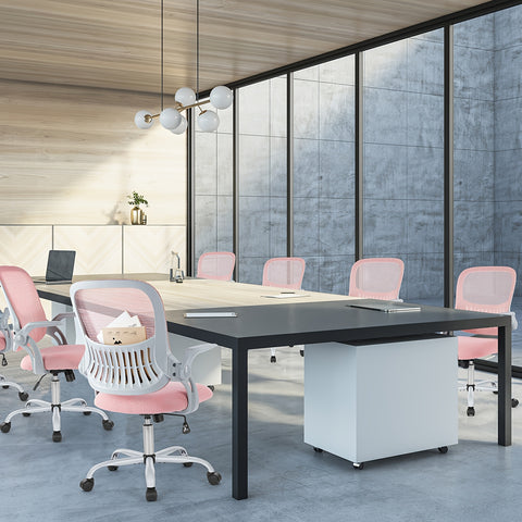 OLIXIS Ergonomic Office Desk Computer Chair, High Back Comfy Swivel Home Gaming Mesh Chairs with Wheels, Adjustable Headrest, Comfortable Lumbar Support, Flip-up Arms, 144° Tilt for Study