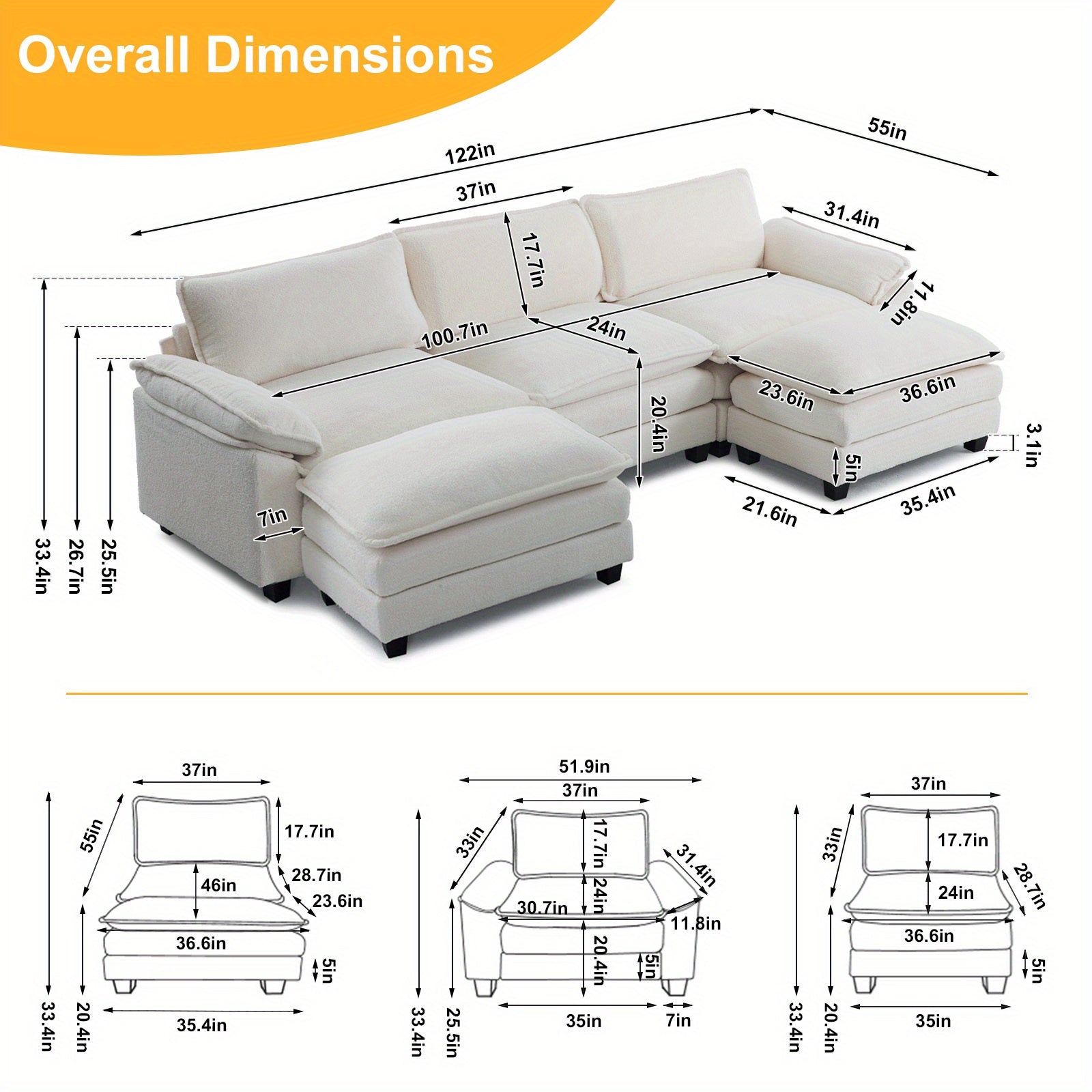 Modular Sofa Modern Convertible Sofa