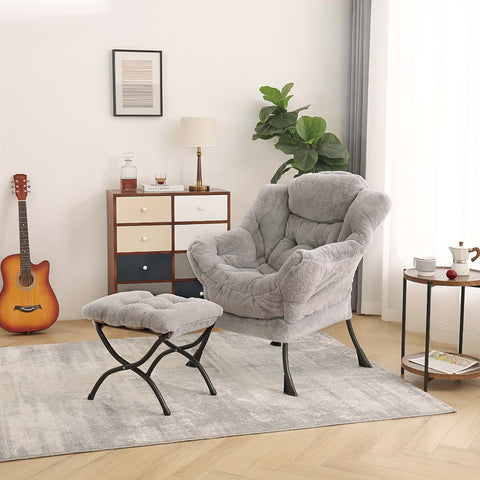 Tiita Lazy Chair with Ottoman, Modern Large Accent Lounge Chair