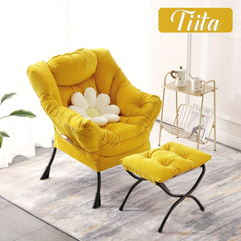 Tiita Lazy Chair with Ottoman, Modern Large Accent Lounge Chair