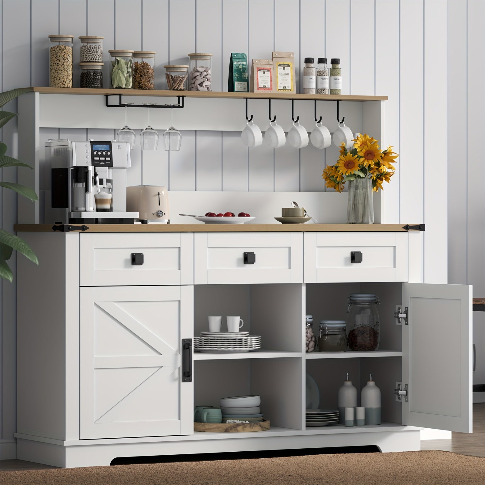 Kitchen Buffet Cabinet with Hutch