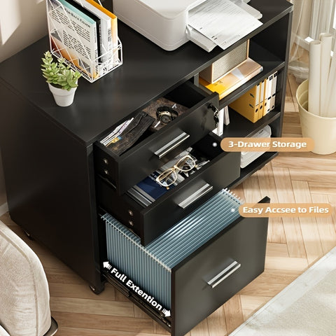 31.9'' W Mobile File Cabinet with 3 Lockable Drawers