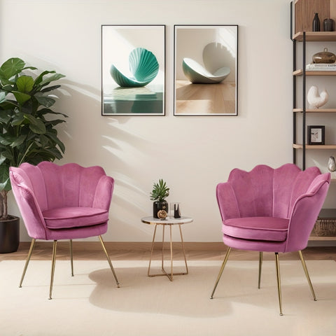 Petal Chair 2 Piece Set, Upholstered Velvet Accent Chair