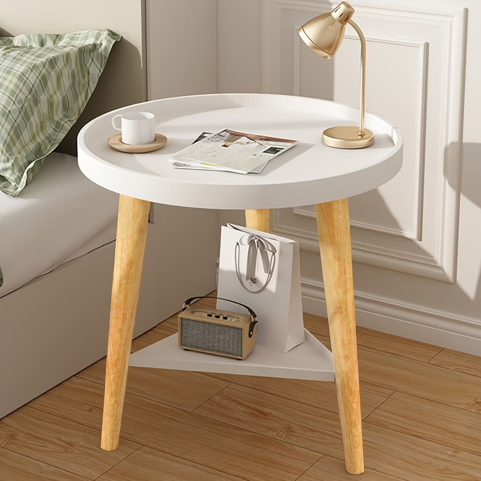 1pc Circular Double-Layer Side Table