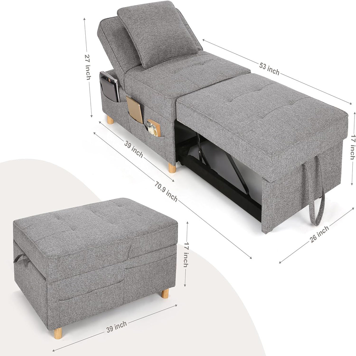 3-in-1 Sofa Bed Chair