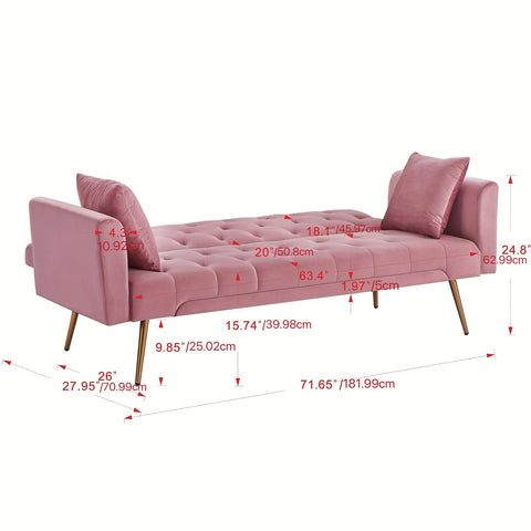 71.65'' Foldable Velvet Sofa Bed