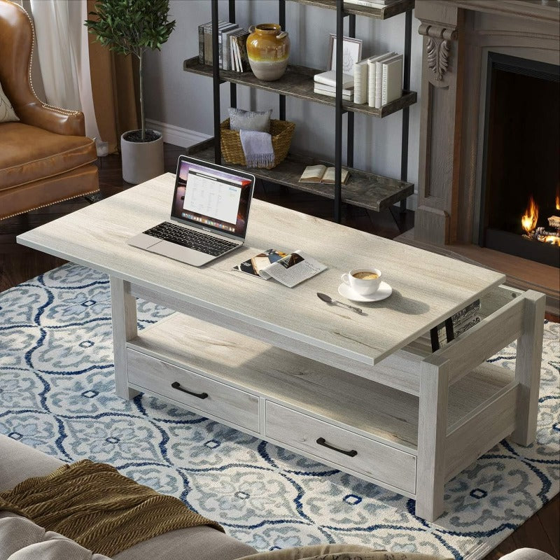 Coffee Table, 47.2" Lift Top Coffee Table with Drawers and Hidden Compartment