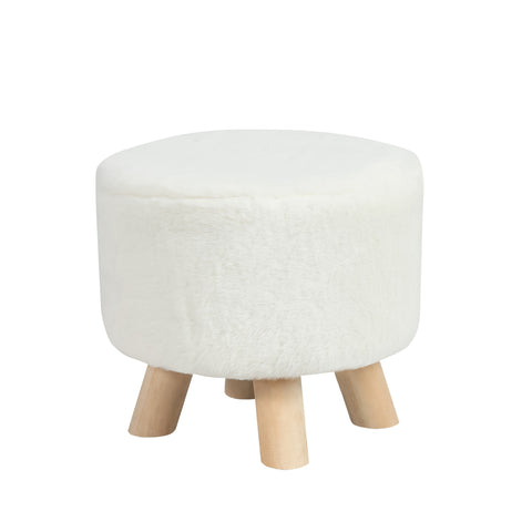 Modern Round Linen Ottoman Foot Rest Stool