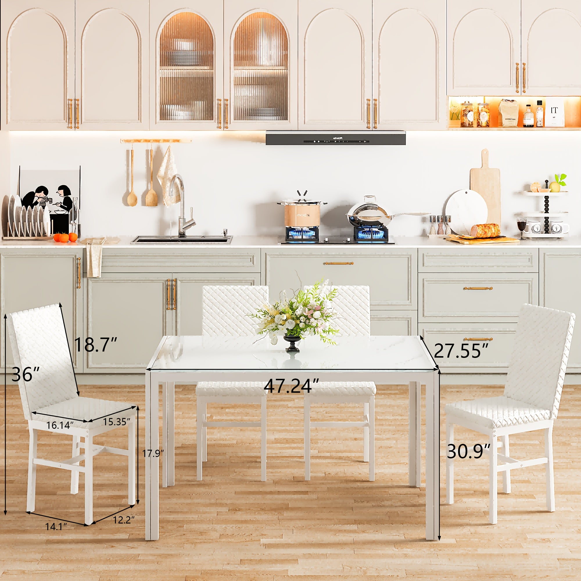 Modern Luxurious Style 5pcss Dining Room Table Set