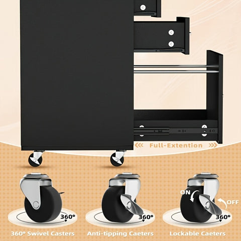 31.9'' W Mobile File Cabinet with 3 Lockable Drawers