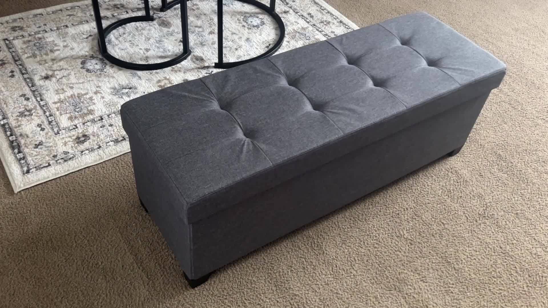 Folding Storage Ottoman Bench for Living Room and Bedroom, 15 x 43. 3 x 15. 7 Inches