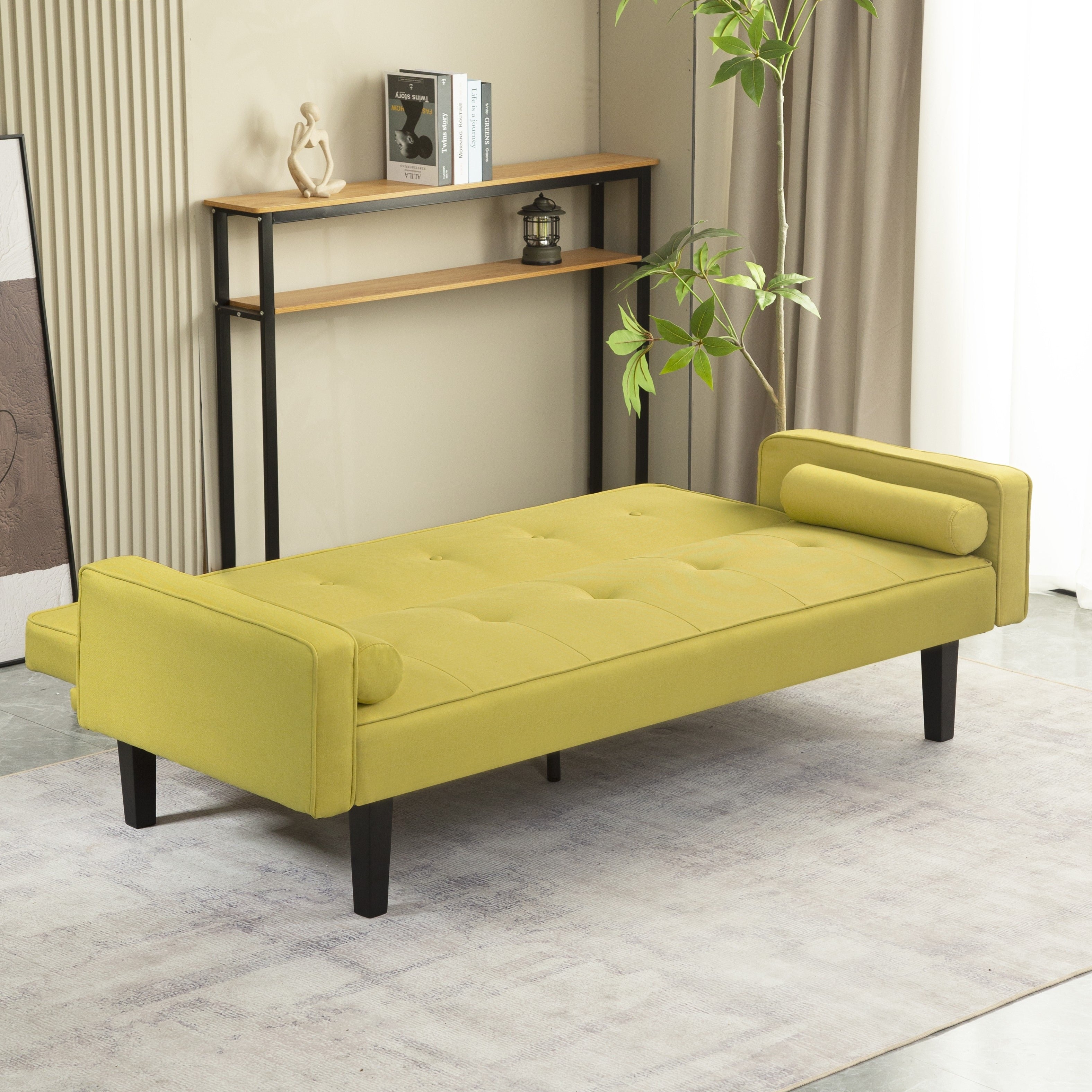 1pc Convertible Sofa Bed With Armrests