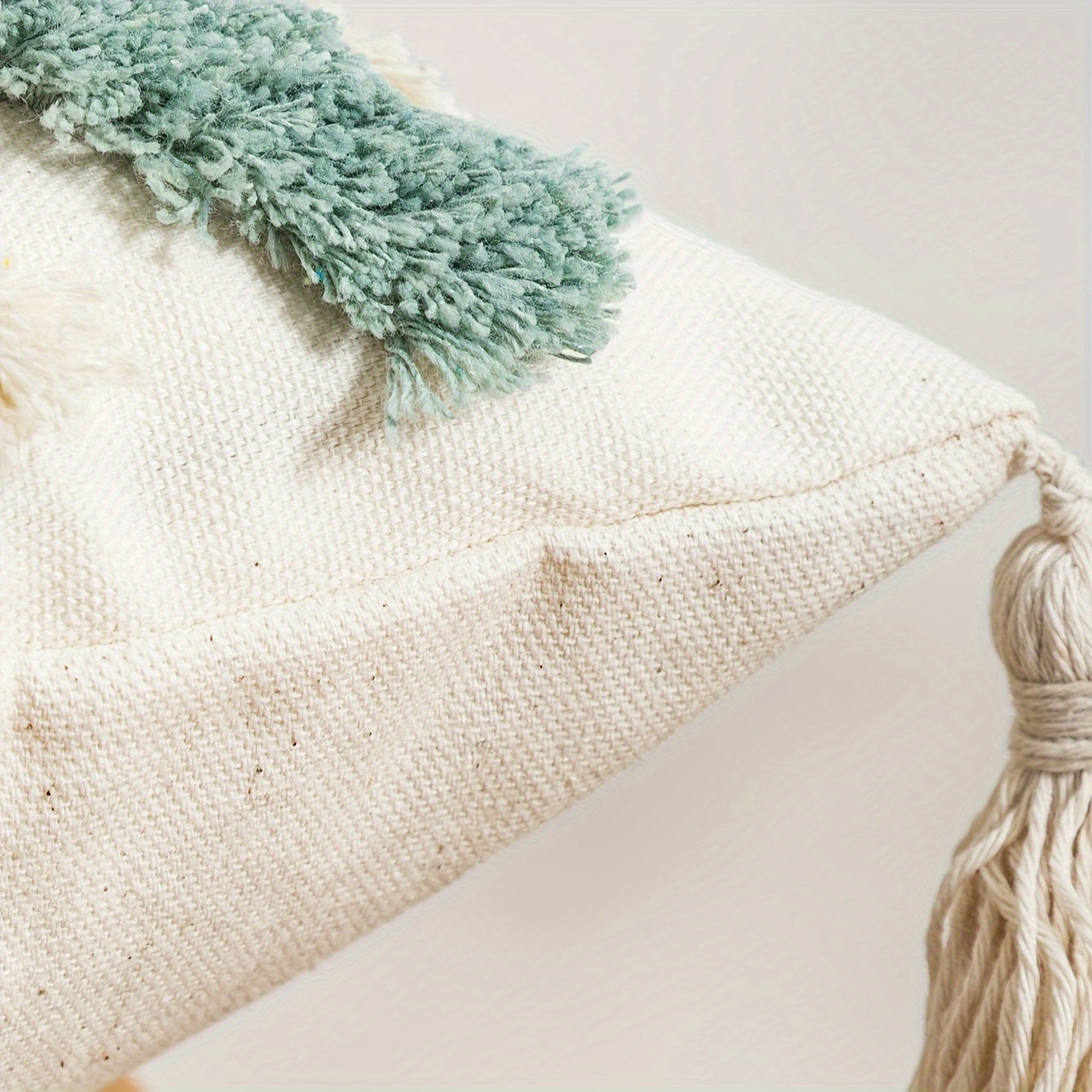 1 Vintage-Inspired Orange & White Geometric Tufted Pillow Cover