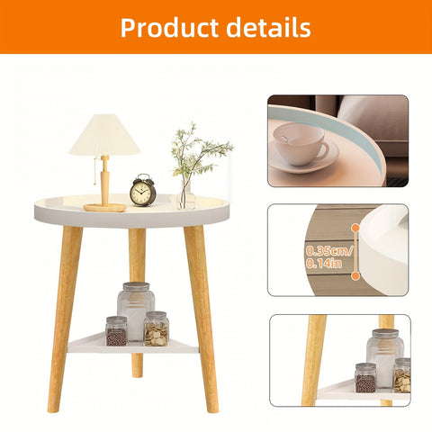 1pc Circular Double-Layer Side Table