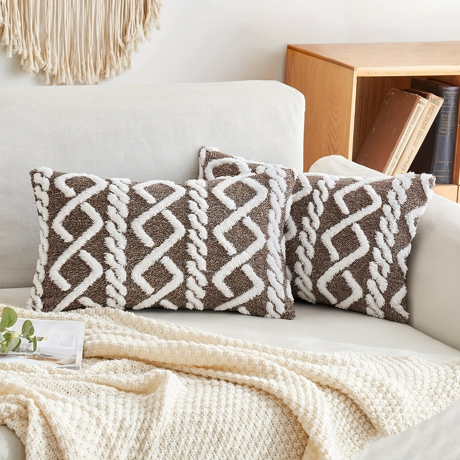 1pc Soft Plush Throw Pillow Cover