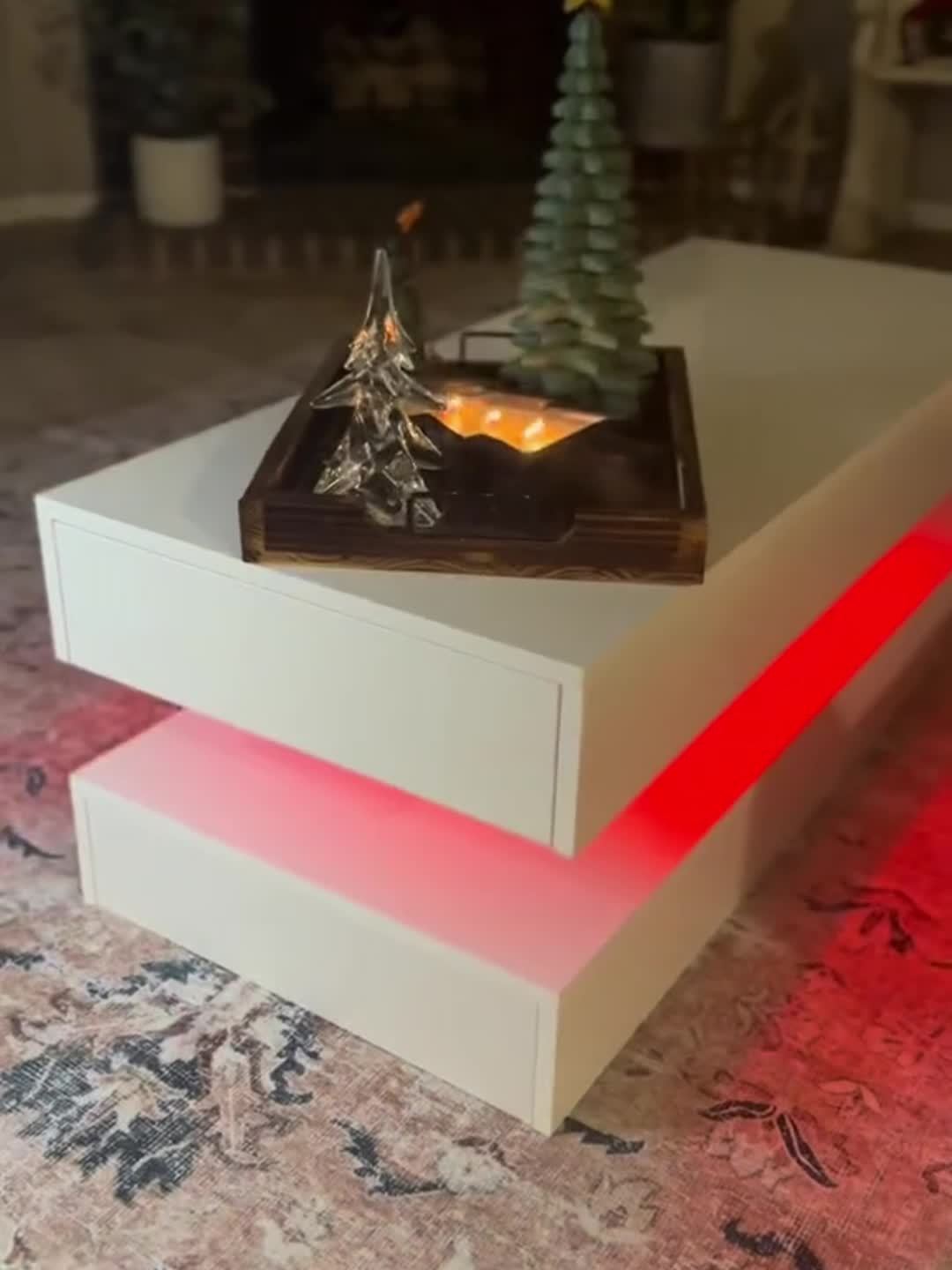 LED Coffee Table with 2 Storage Drawers