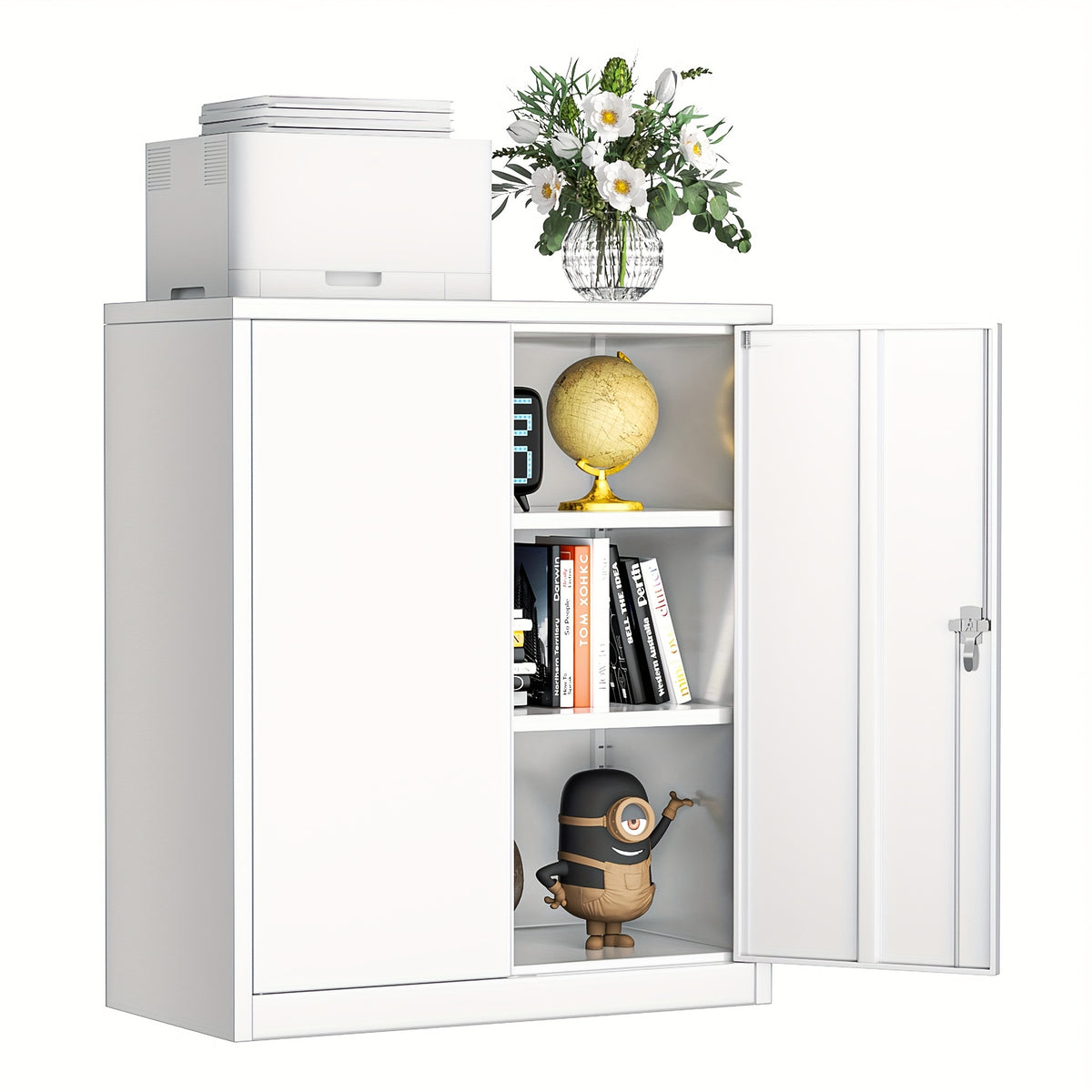 36" Metal Lockable Storage Cabinet With Lock