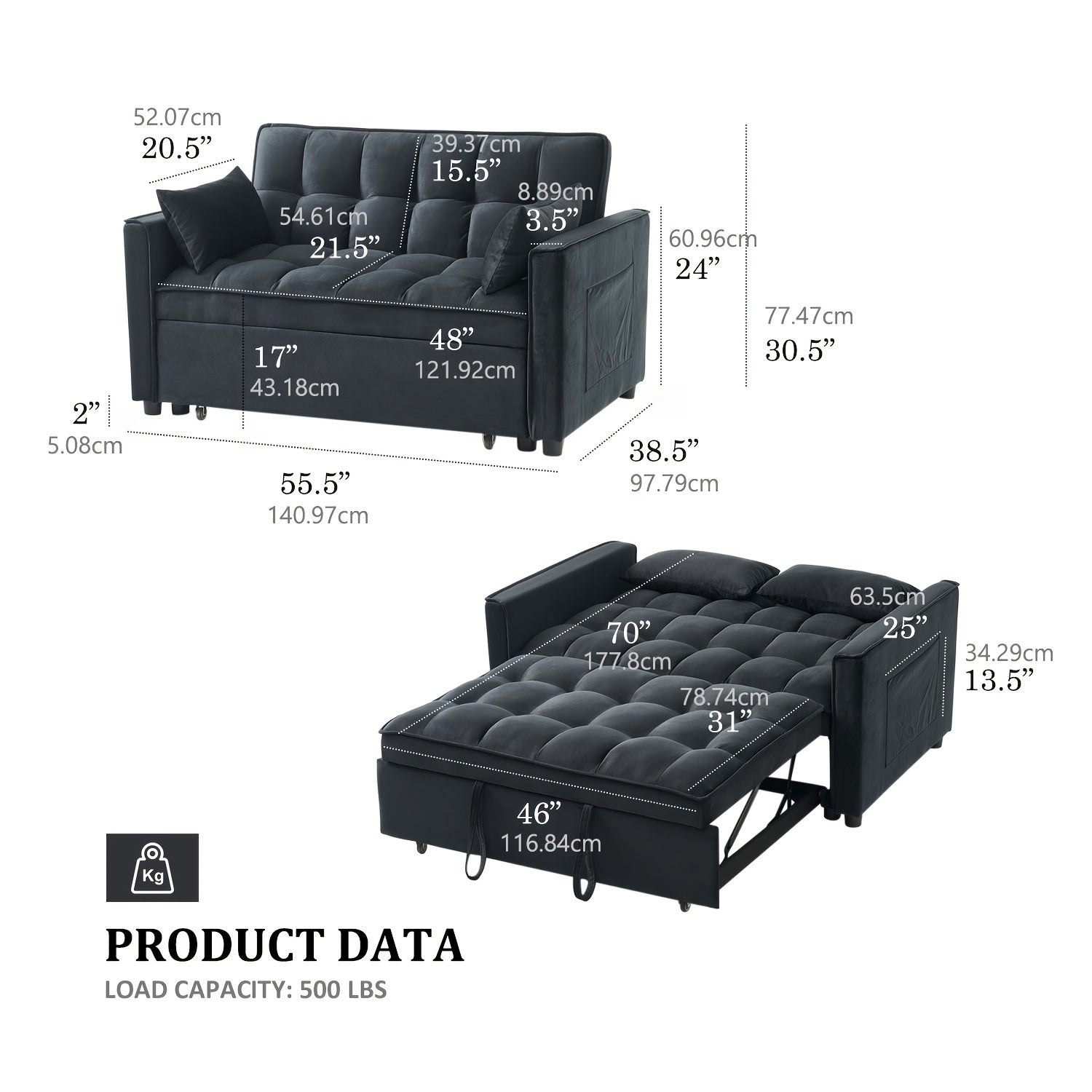 3-in-1 Convertible Sleeper Sofa Bed