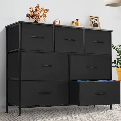 Dresser For Bedroom, Storage Drawers, TV Stand Fabric Storage Tower With 7 Drawers