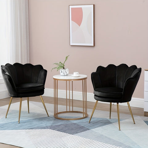 Petal Chair 2 Piece Set, Upholstered Velvet Accent Chair