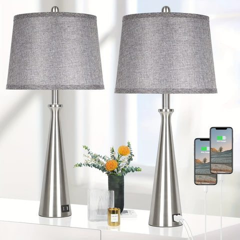 Set Of 2 Table Lamps With 2 USB Charging Ports