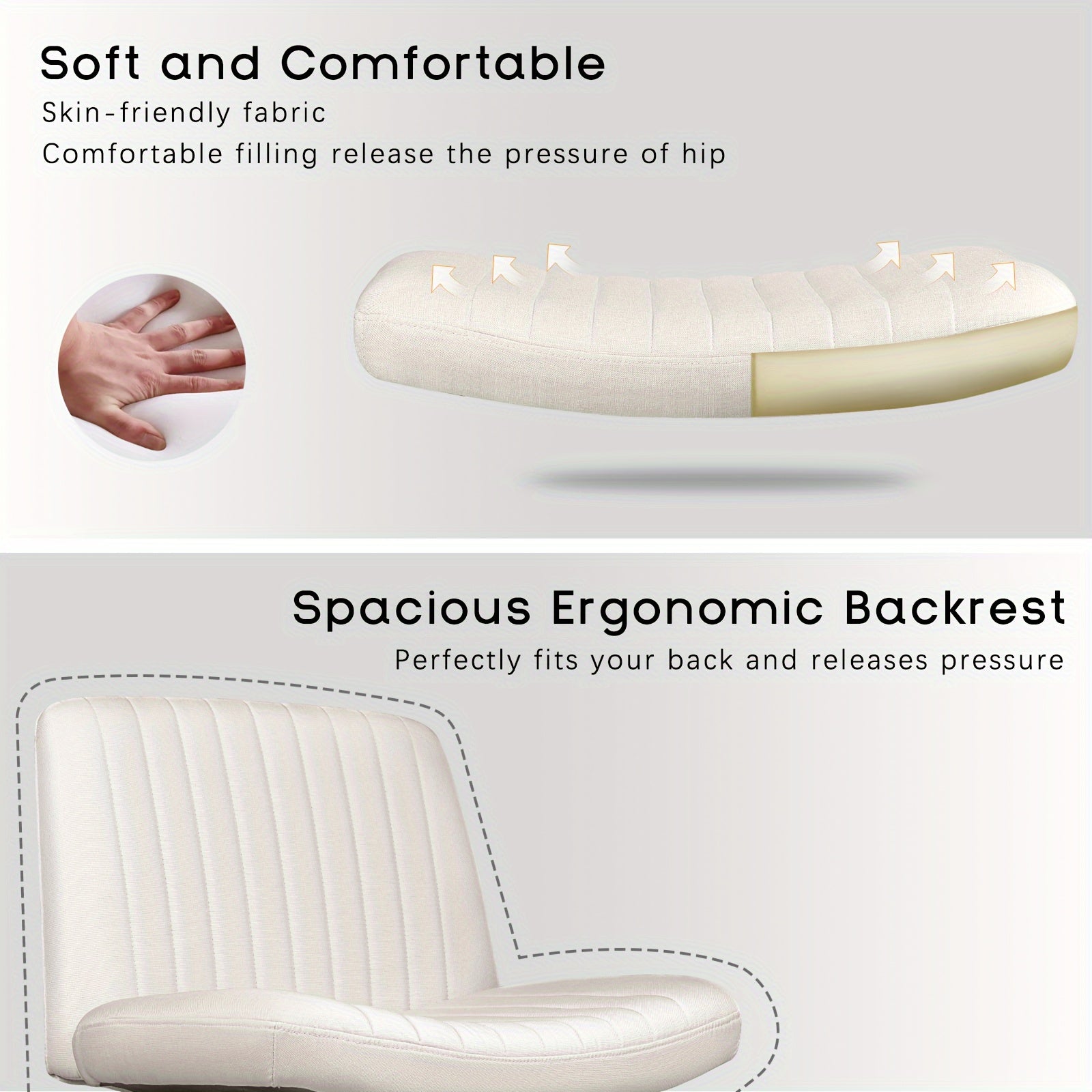Ergonomic Fabric Rolling Chair with Wheels