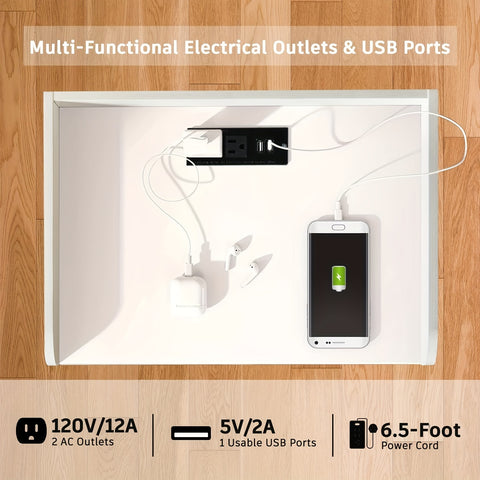LED Nightstand with Charging Station