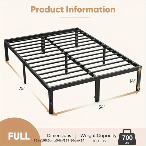 Bed Frame Metal Mattress Foundation with Steel Slat Suppor