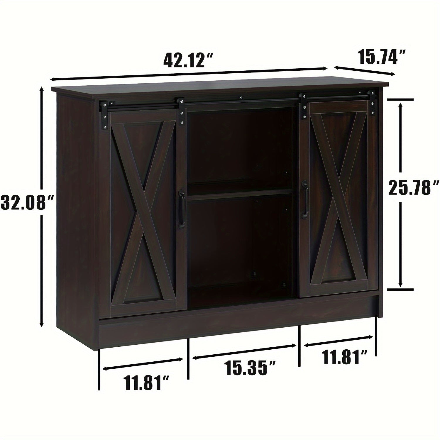 Coffee Bar Cabinet with Sliding Barn Door
