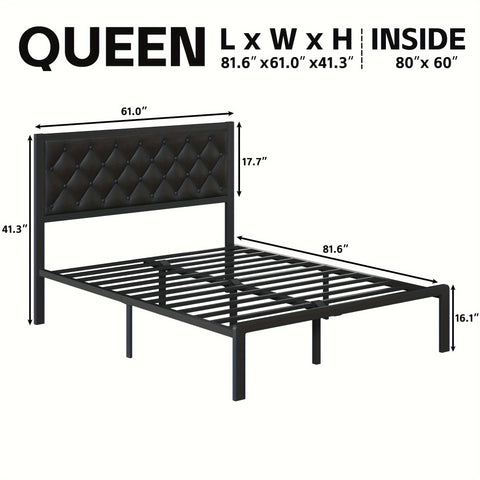 Bed Frame With Headboard PU Leather