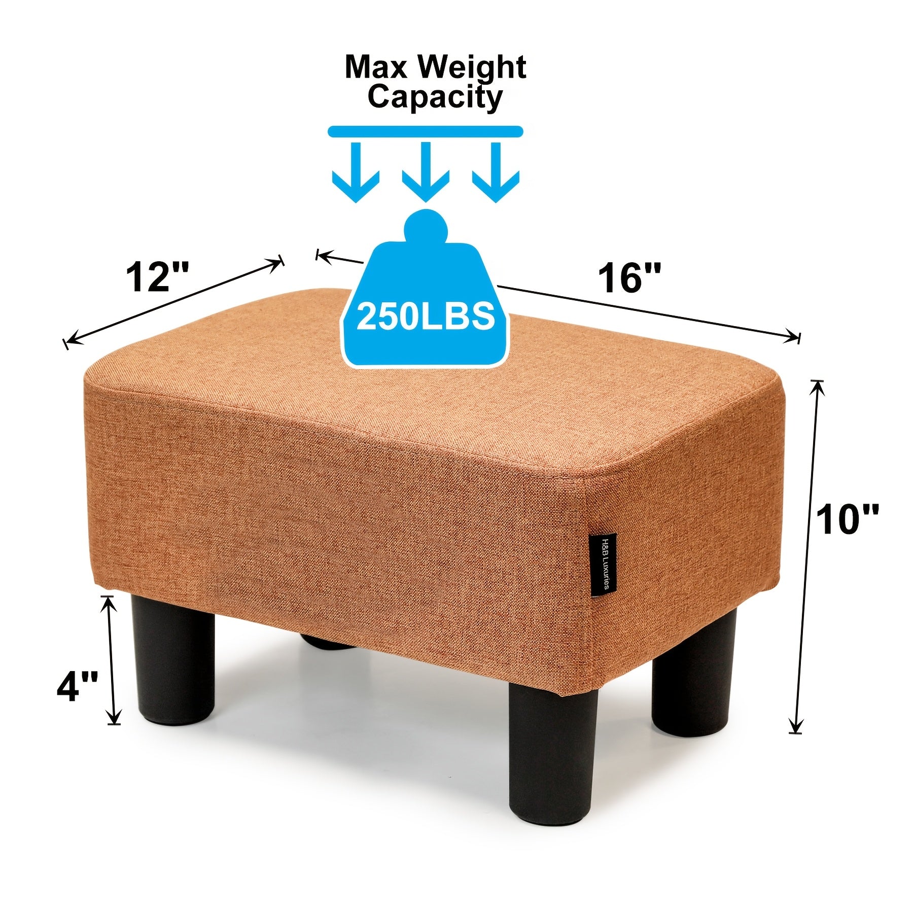 1pc Canvas Rectangular Ottoman Footstool