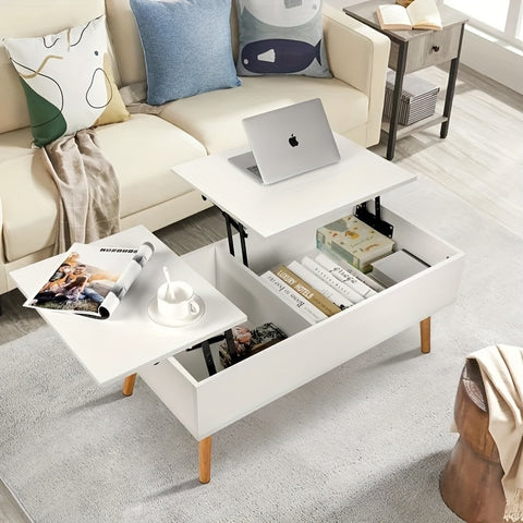 Double Lift Top Coffee Table with Separate and Hidden Storage Compartment