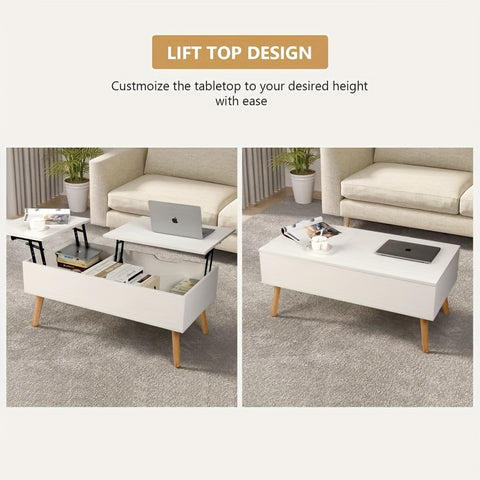 Double Lift Top Coffee Table with Separate and Hidden Storage Compartment