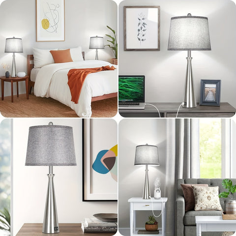 Set Of 2 Table Lamps With 2 USB Charging Ports