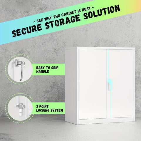 36" Metal Lockable Storage Cabinet With Lock