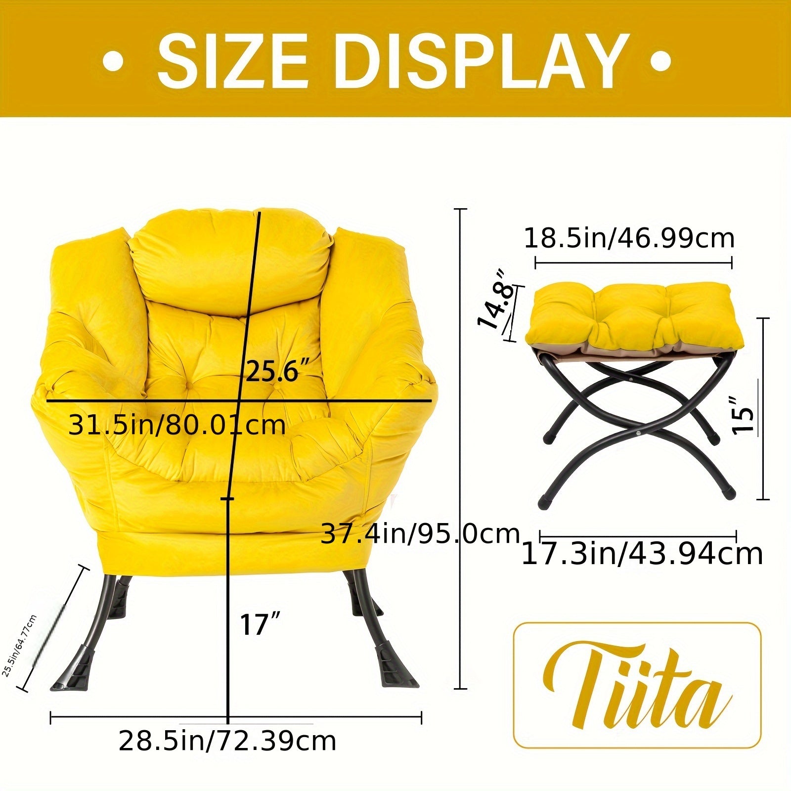 Tiita Lazy Chair with Ottoman, Modern Large Accent Lounge Chair