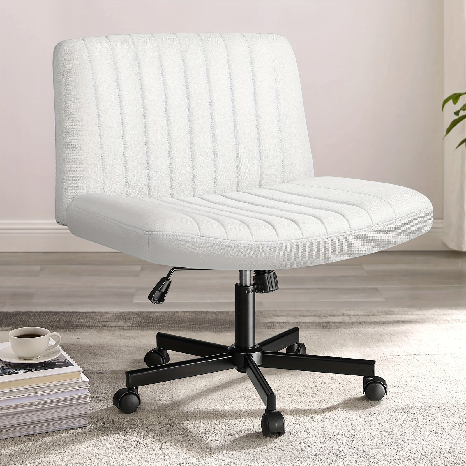 Ergonomic Fabric Rolling Chair with Wheels