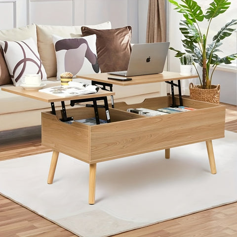 Double Lift Top Coffee Table with Separate and Hidden Storage Compartment