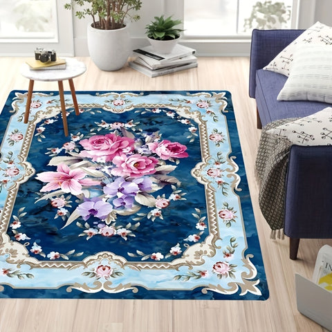 1pc Persian Floral Print Area Rug -