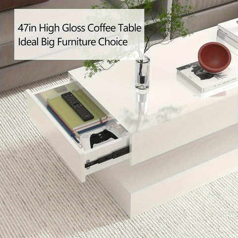 LED Coffee Table with 2 Storage Drawers