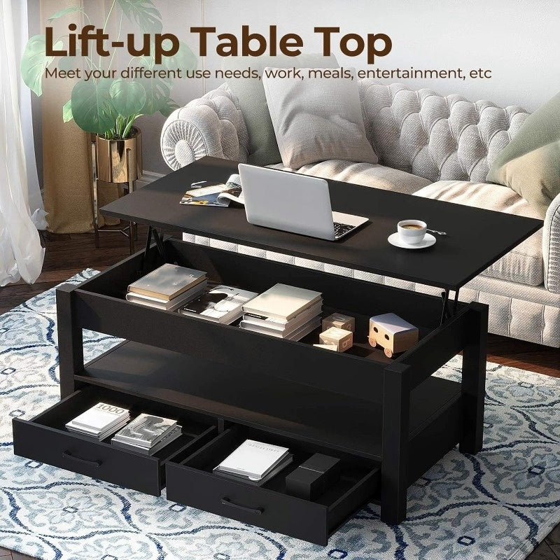 Coffee Table, 47.2" Lift Top Coffee Table with Drawers and Hidden Compartment